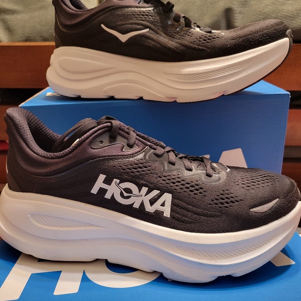 Hoka  Bondi 9 Black and White Athletic Sneakers